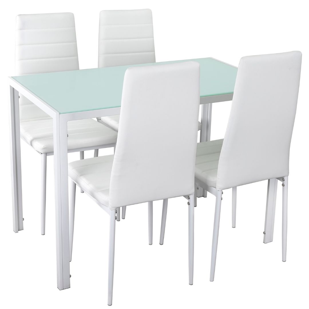 Mesa y sillas de cocina blancas 105x60 cm. - Imagen 3