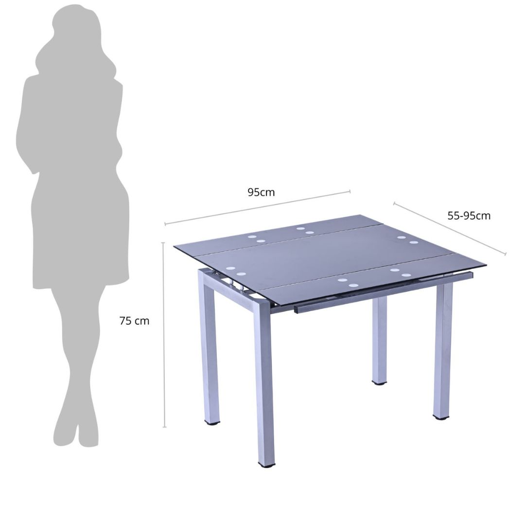 Mesa cocina extensible negra 45-95x95x75 cm. - Imagen 3