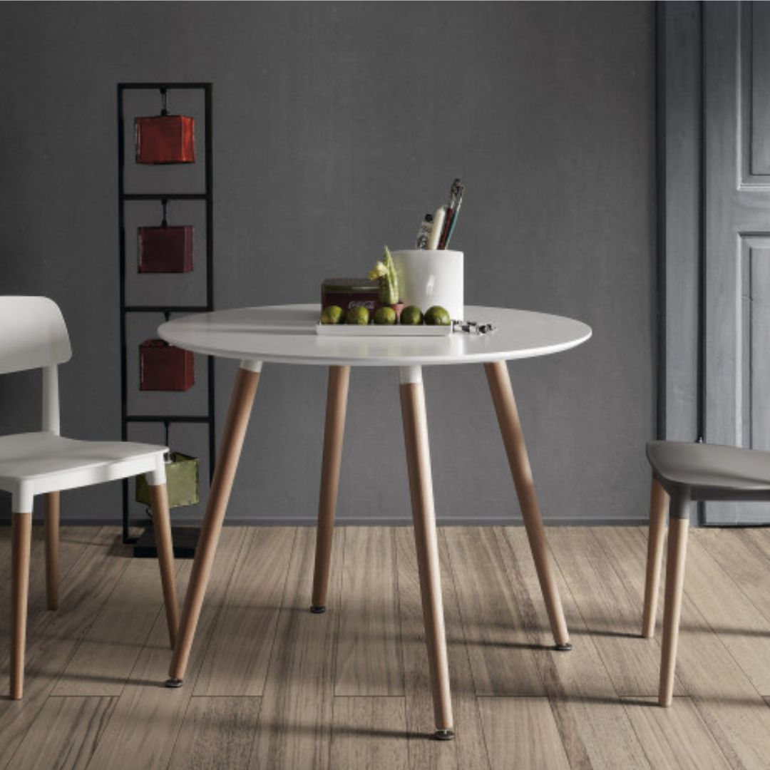 Mesa redonda cocina blanca 100x75 cm. - Imagen 4