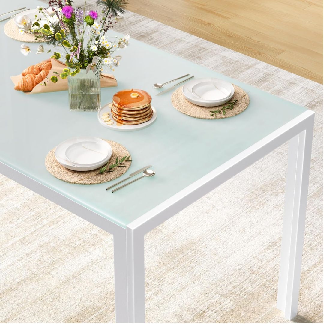 Mesa y sillas de cocina blancas 105x60 cm. - Imagen 4