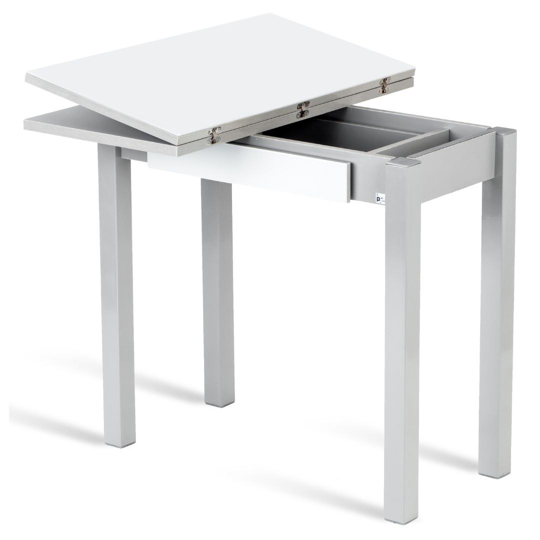 Mesa cocina extensible libro blanca 40-80x40x75 cm. - Imagen 2