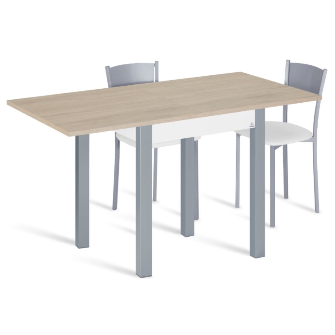 Mesa cocina extensible GALANTE madera y gris 65-130x65x75 cm. - Imagen 2