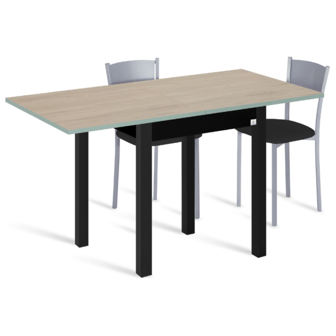 Mesa cocina extensible GALANTE madera y negra 65-130x65x75 cm. - Imagen 2